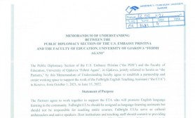 Universiteti “Fehmi Agani” në Gjakovë nënshkruan marrëveshje mirëkuptimi me Ambasadën Amerikane në Prishtinë